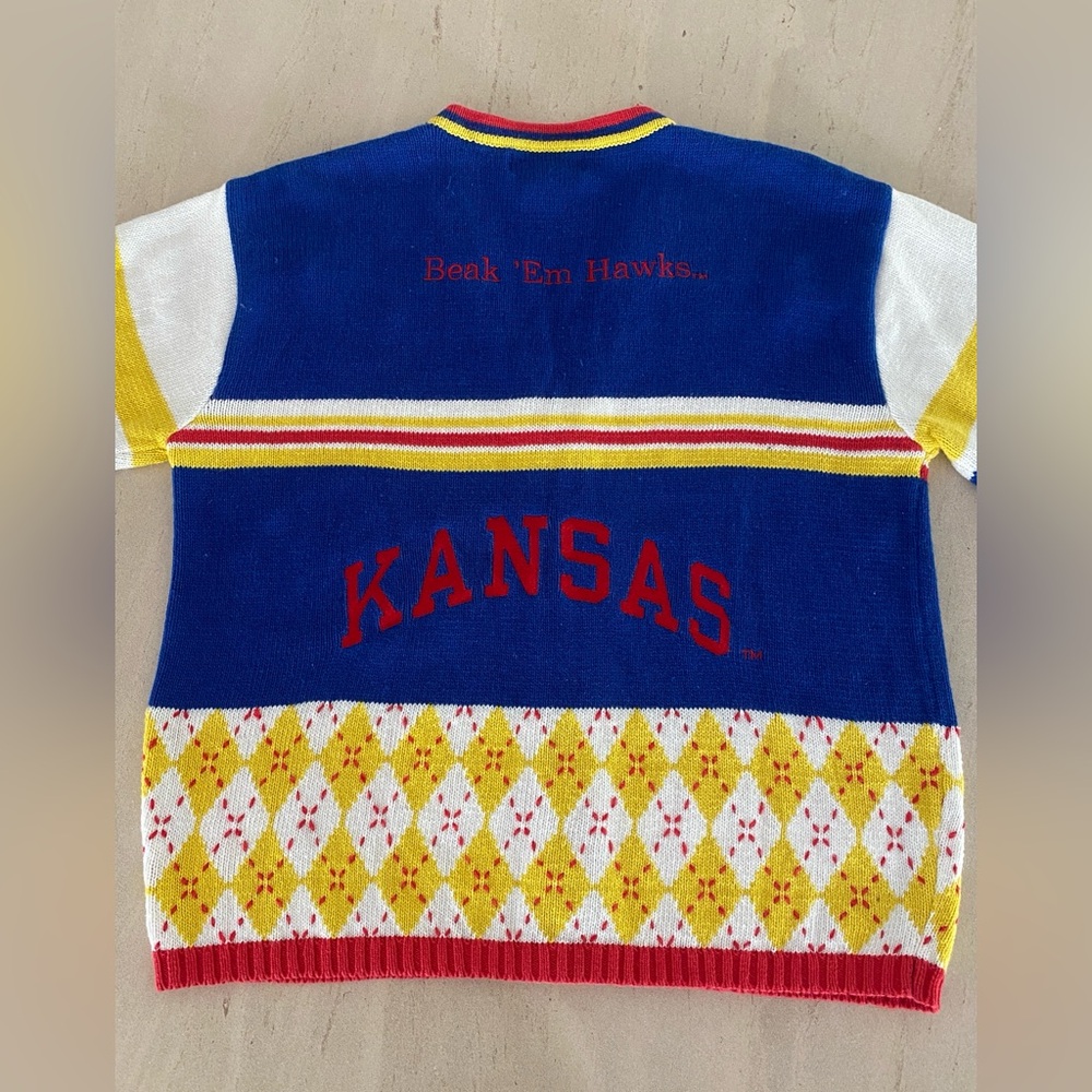 Vintage Embroidered Kansas Jayhawk Cardigan size Medium
